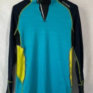Ulvang merino wool Norwegian skiing base layer blue grey yellow women’s medium